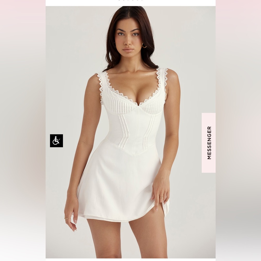 House of CB White Lace Trim Dress